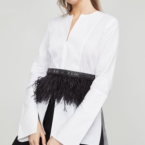 BCBGMaxAzria Stone Column Ostrich Feather Belt